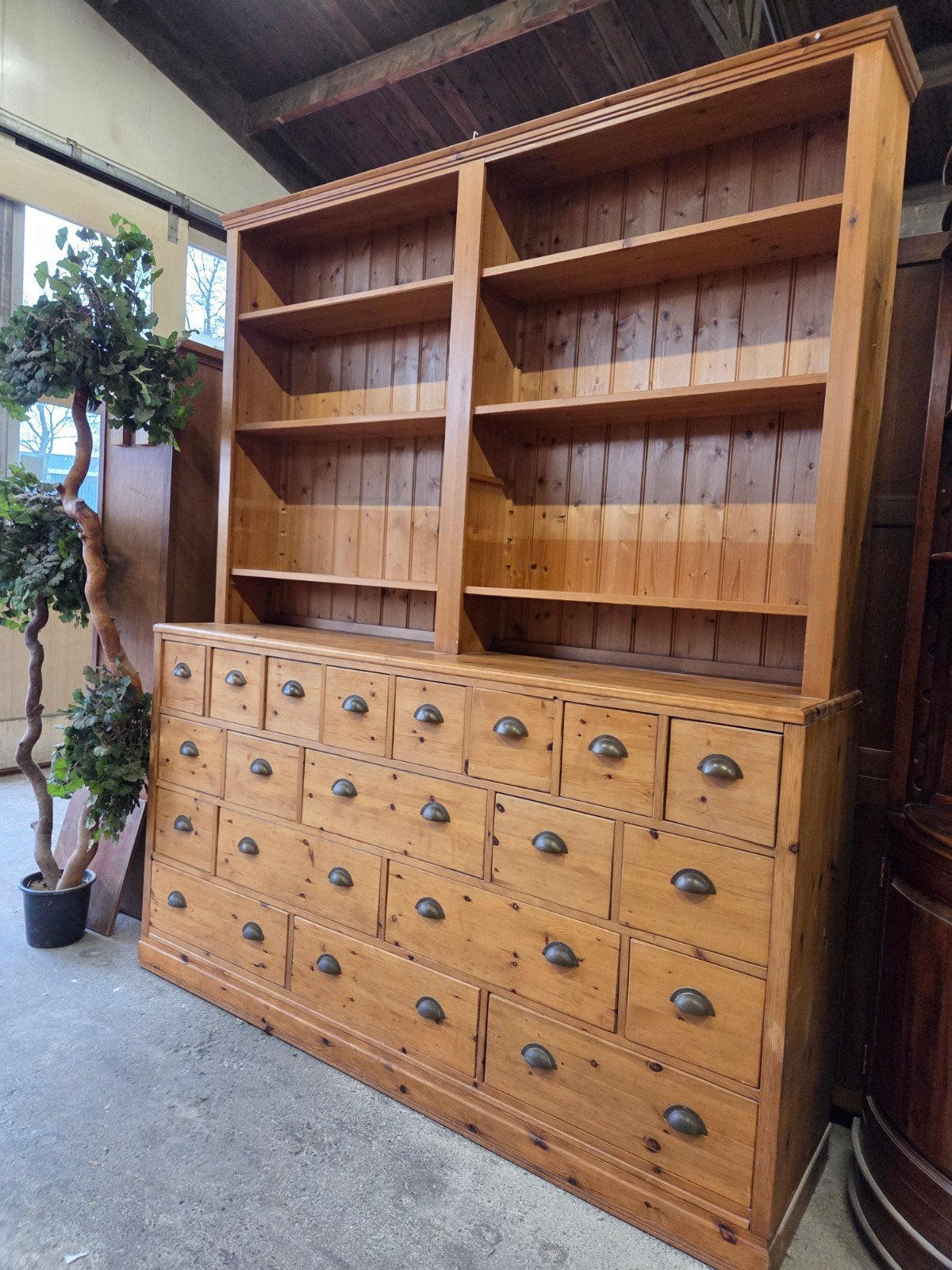 prachtige apothekerskast ~ ladekast ~ wandkast ~ boekenkast, Ophalen, 5 laden of meer, 200 cm of meer, Grenenhout