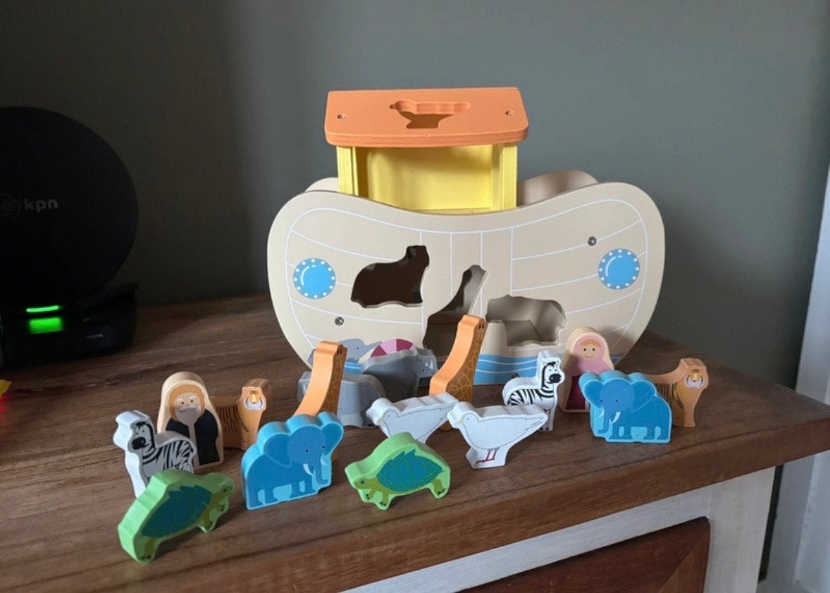 Houten Ark van Noach met Dierenfiguren, Ophalen of Verzenden, Zo goed als nieuw, Overige typen