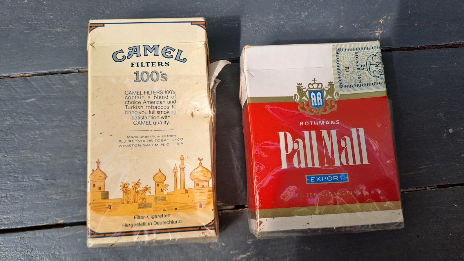 2 vintage pakjes sigaretten Camel en Pall Mall, Verzamelen, Tabaksdoos of Verpakking, Gebruikt, Onbekend, Ophalen of Verzenden