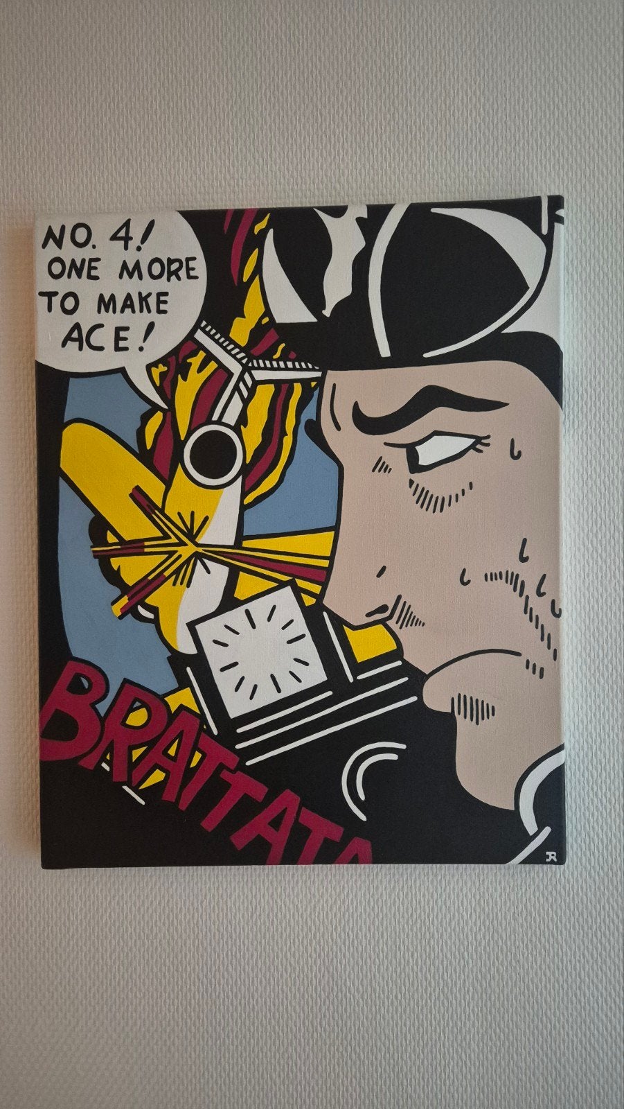 Pop Art Schilderij - Geïnspireerd op Roy Lichtenstein, Ophalen, Acrylverf, Overig onderwerp, Gesigneerd