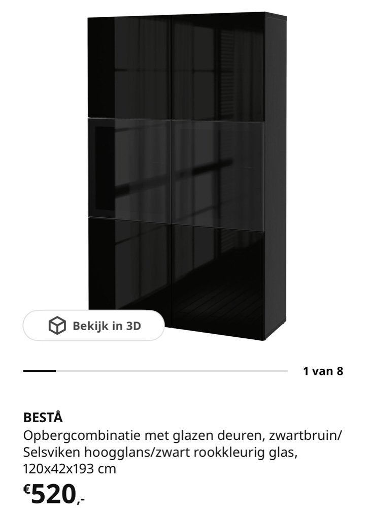 BESTÅ Opbergcombinatie met glazen deuren, zwartbruin, Ophalen, Zo goed als nieuw