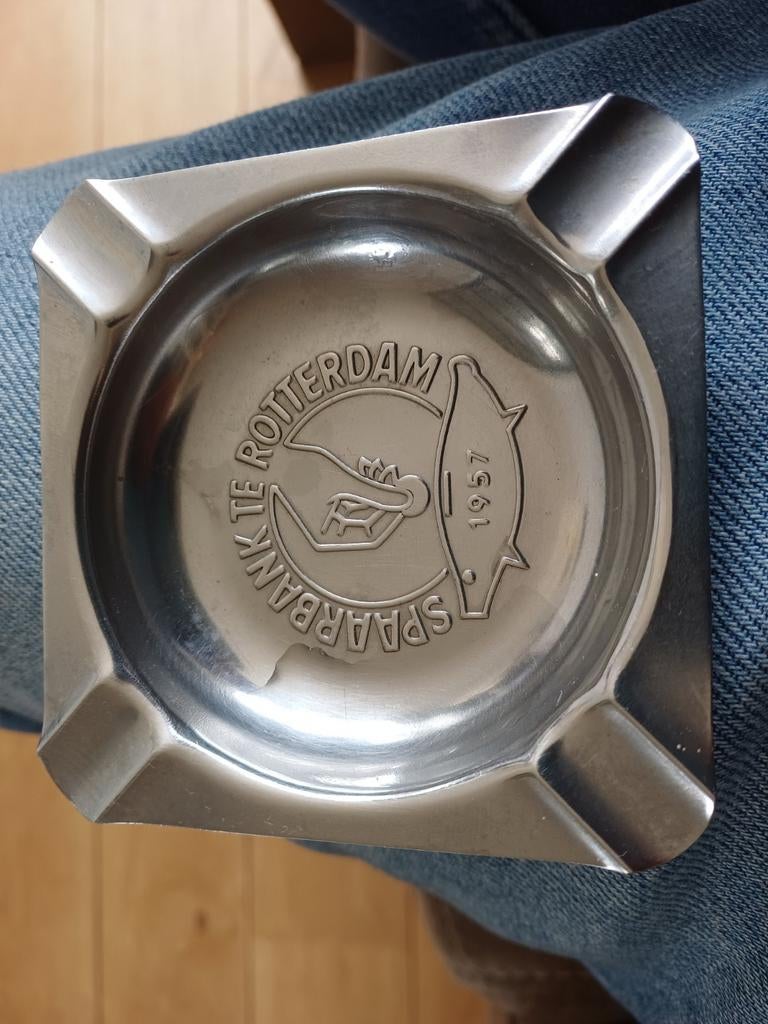 Vintage asbak Spaarbank te Rotterdam 1957, Verzamelen, Ophalen of Verzenden, Gebruikt