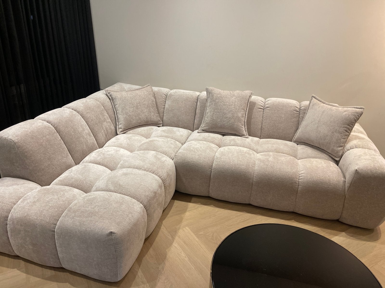 Moderne Hoekbank - nieuw, Ophalen, 250 tot 300 cm, Belgie japandi style, 100 tot 125 cm