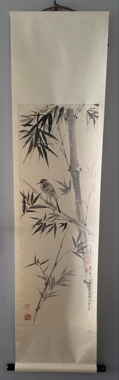 Chinees schilderij van Jinpeng (1985) - Bamboe en vogel, China, Ophalen of Verzenden, Handgemaakt