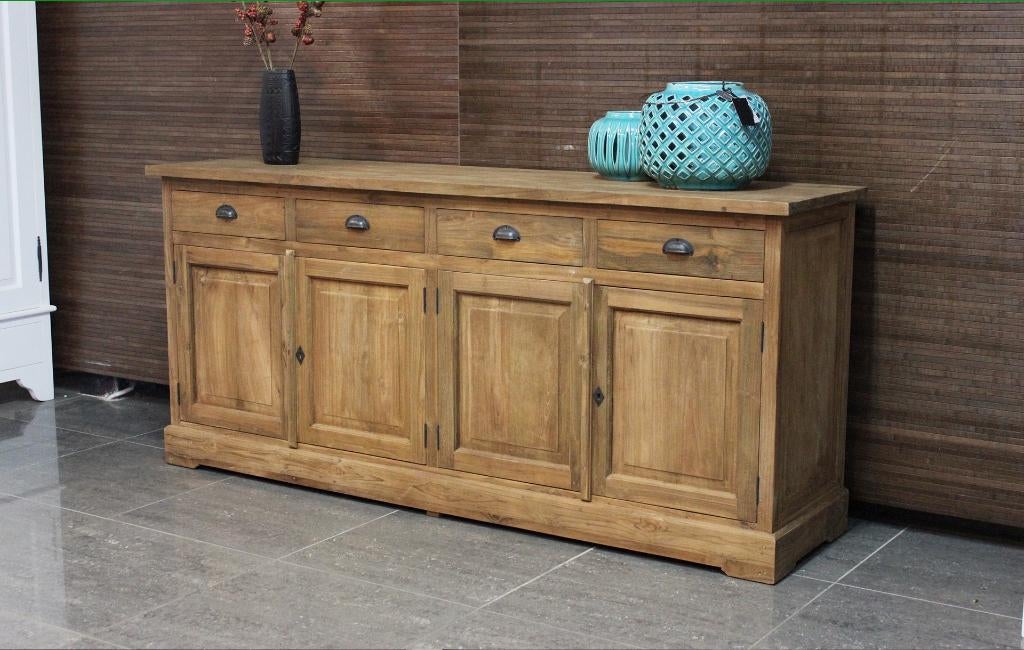 Nieuwe dressoirs / sidetable wit / teak - dressoir bij TEAK2, Met klep(pen), Nieuw, Ophalen of Verzenden, Overige houtsoorten