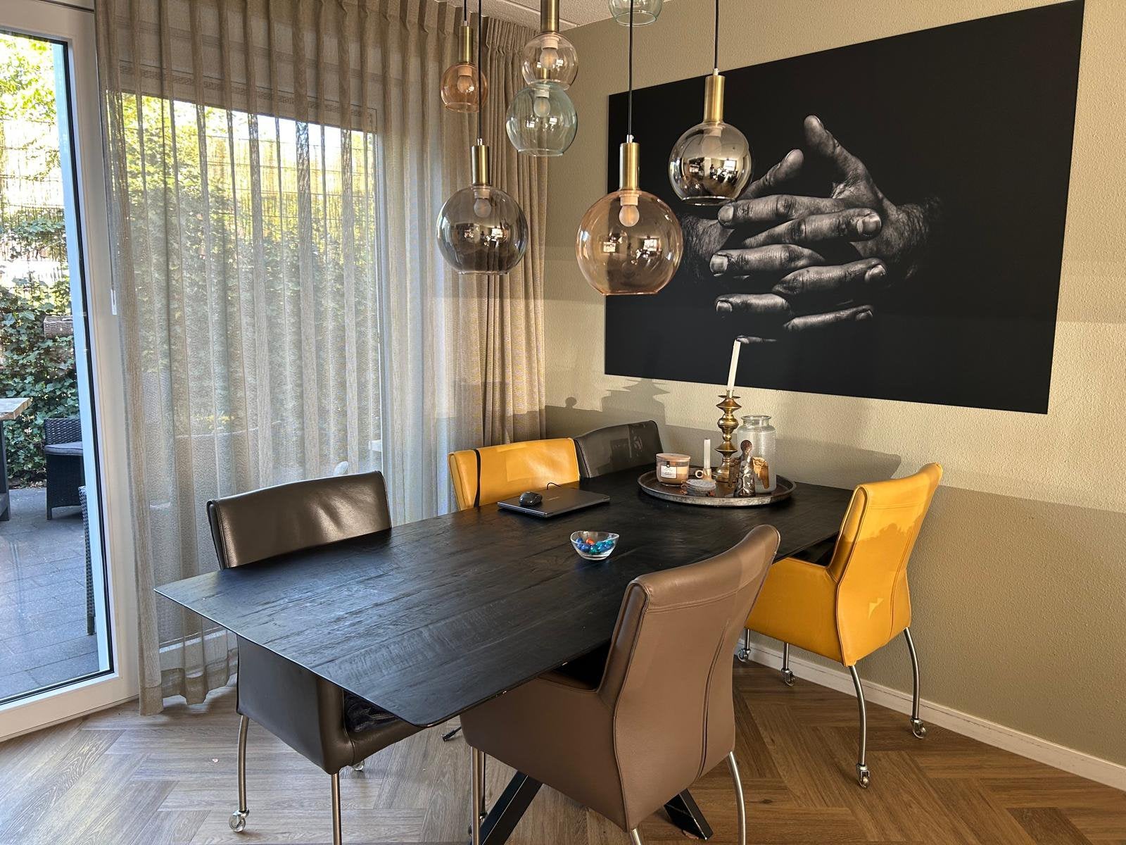 6 leren eetkamerstoelen, Gebruikt, Overige kleuren, Leer, Ophalen of Verzenden