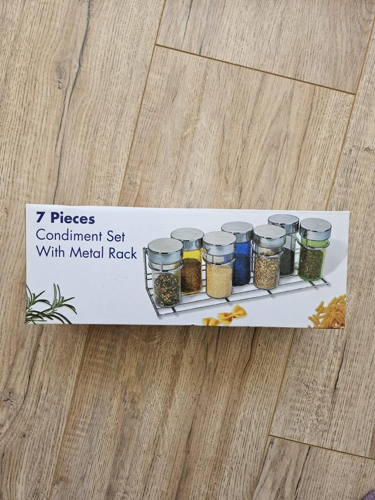 Kruidenrek met 7 potjes - Overbodig door samenwonen, Huis en Inrichting, Keuken | Keukenbenodigdheden, Overige typen, Zilver, Ophalen of Verzenden