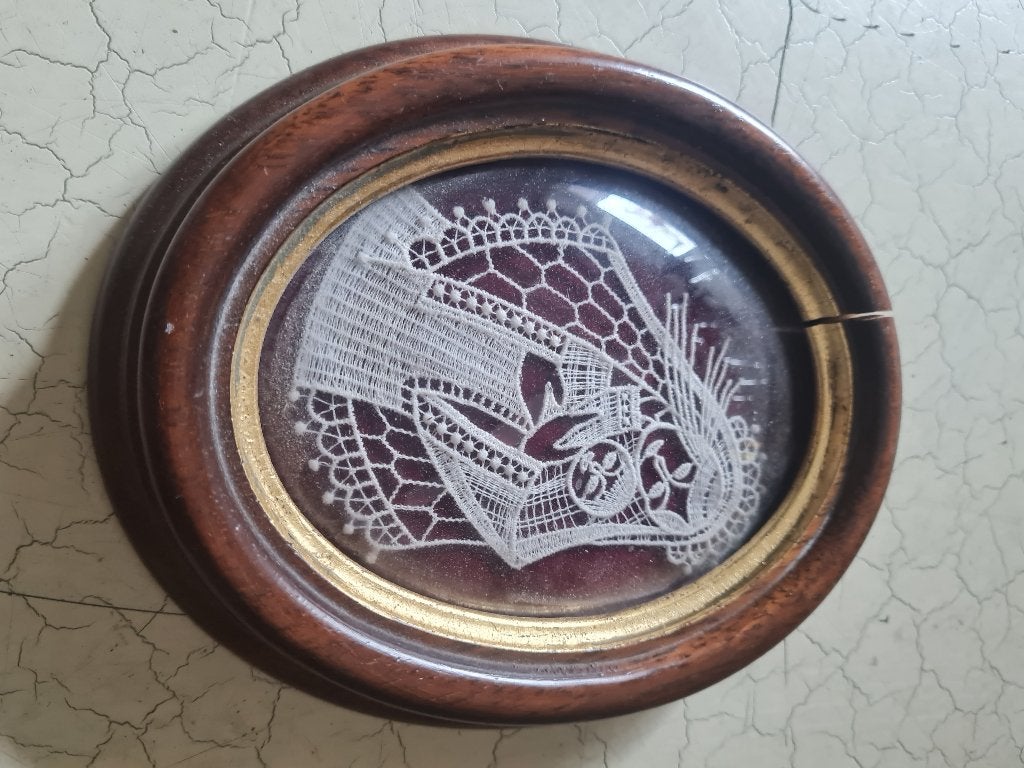 vintage houten lijstje met bol glas foto 1 t/m 3, Huis en Inrichting, Woonaccessoires | Lijsten, Gebruikt, 16 cm, 13 cm, Ophalen of Verzenden