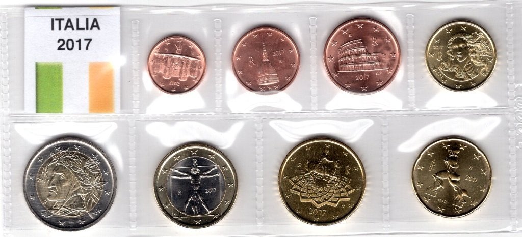 UNC set Italie 2017 - 1 cent t/m 2 euro - Transportblister, Verzenden, Italië, Overige waardes, Setje