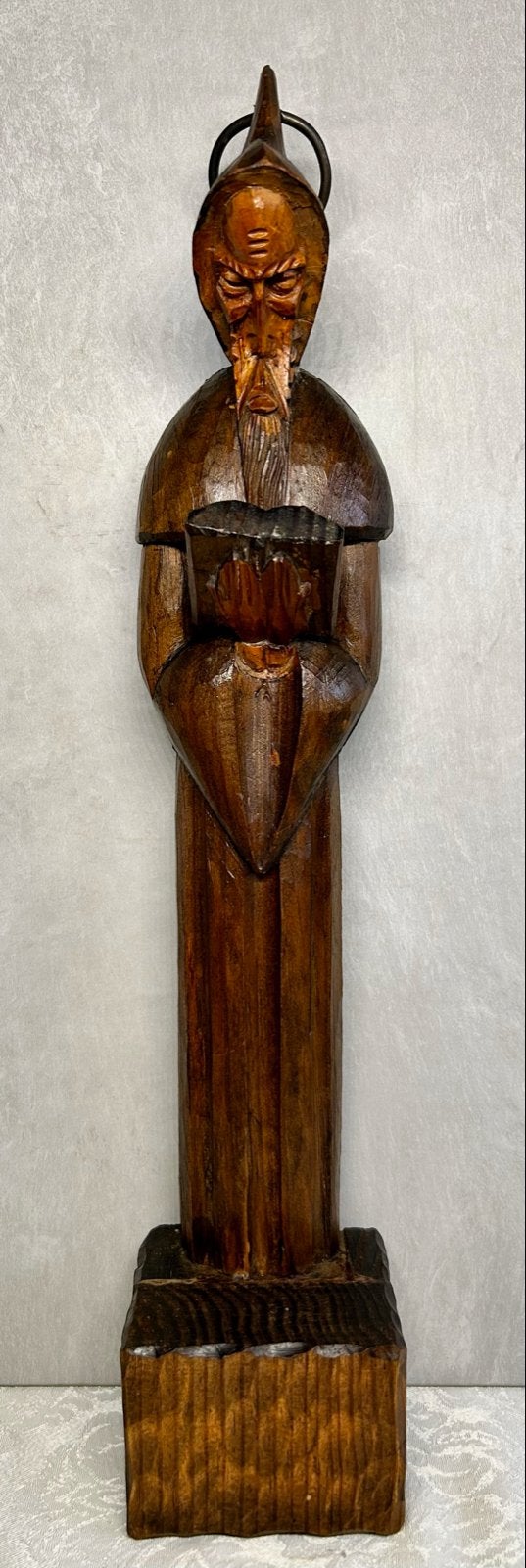 Handgesneden houten monnik beeld - Vintage, Antiek en Kunst, Ophalen of Verzenden, Handgemaakt, 20 - 50 cm, Beeld