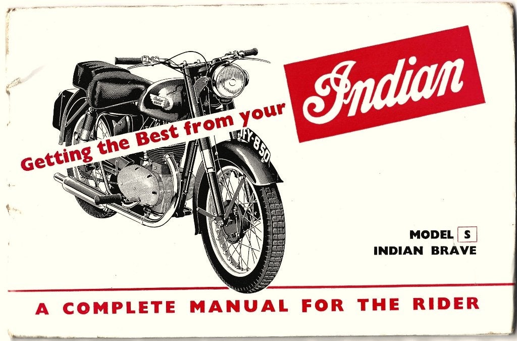 Indian Brave model S manual rider handboek (053v), Motoren, Verzenden, Overige merken