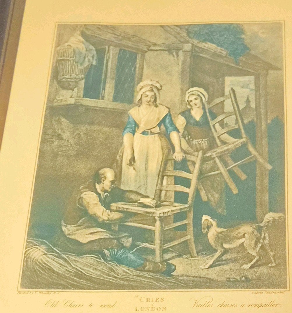 Antieke prent 'Cries of London: Old Chairs to Mend', Antiek en Kunst, Dagelijks leven, 1800 - 1899, 23 cm, 29 cm
