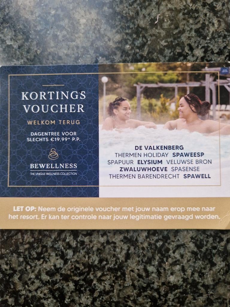 Kortingsvoucher Bewellness sauna voor 2 personen., Ophalen of Verzenden, Complete sauna