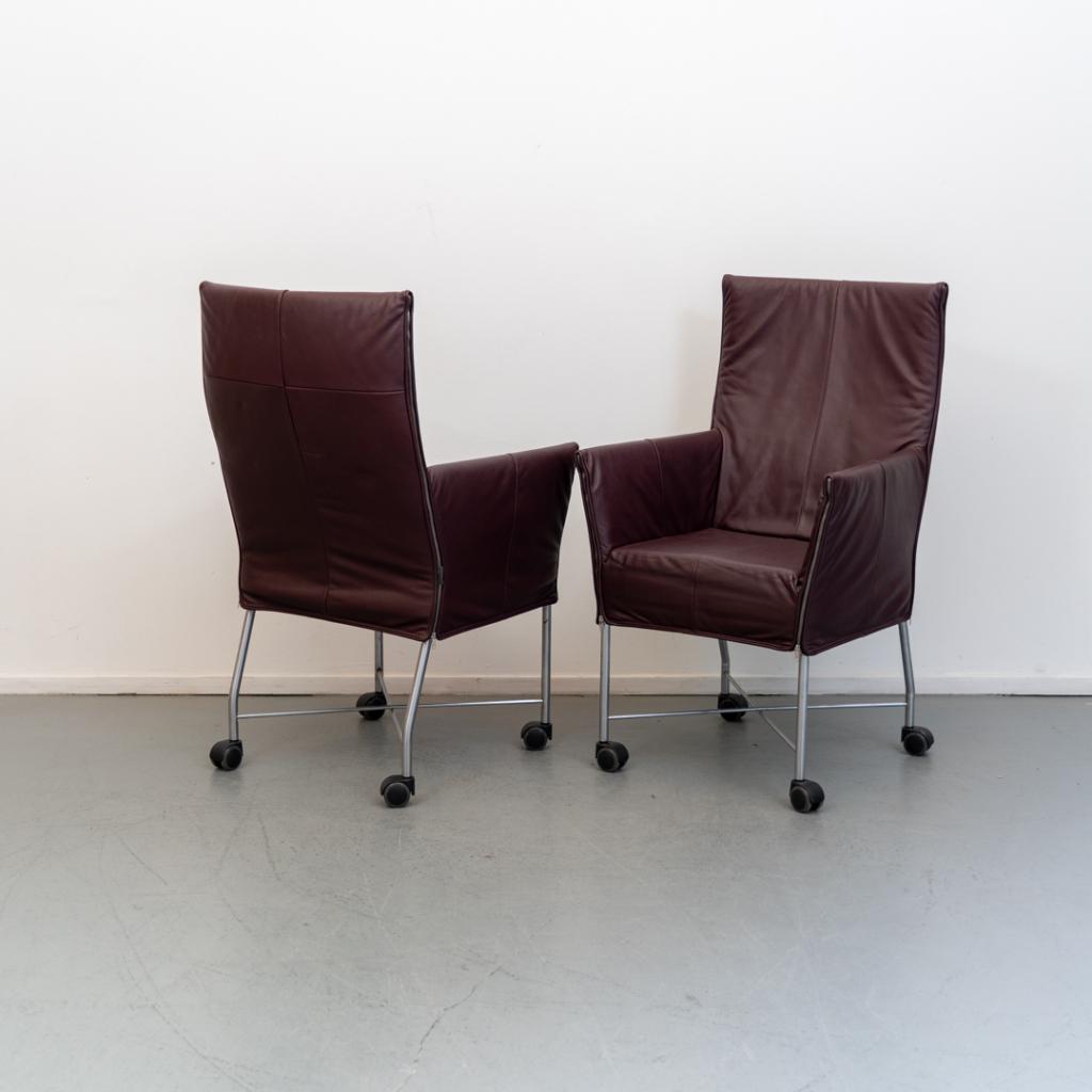 ACTIE!! 50x Montis Chaplin Stoel Aubergine Leer - Grijs/Wiel, Niet ingevuld, Ophalen of Verzenden, Zo goed als nieuw, Leer