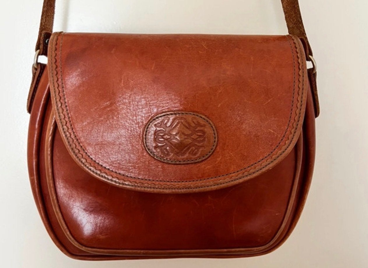 Vintage Leren Spaanse Schoudertas - Bruin Loewe?, Verzenden, Gebruikt, Bruin, Schoudertasje