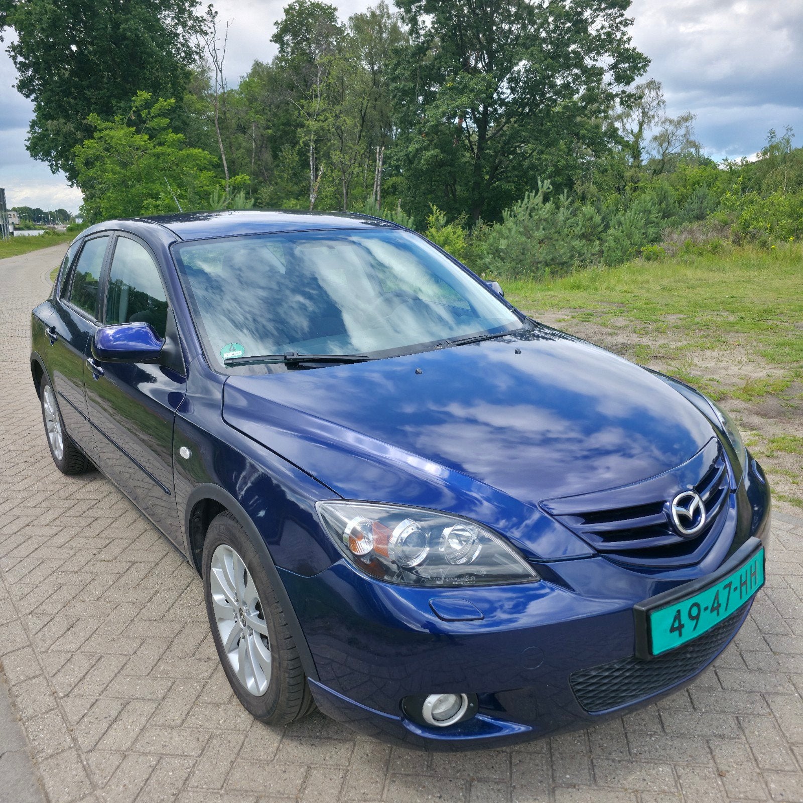 Mazda 3 sport 1.6 - Automaat - Airco, Auto's, Mazda, Stof, Zwart, 4 cilinders, Blauw