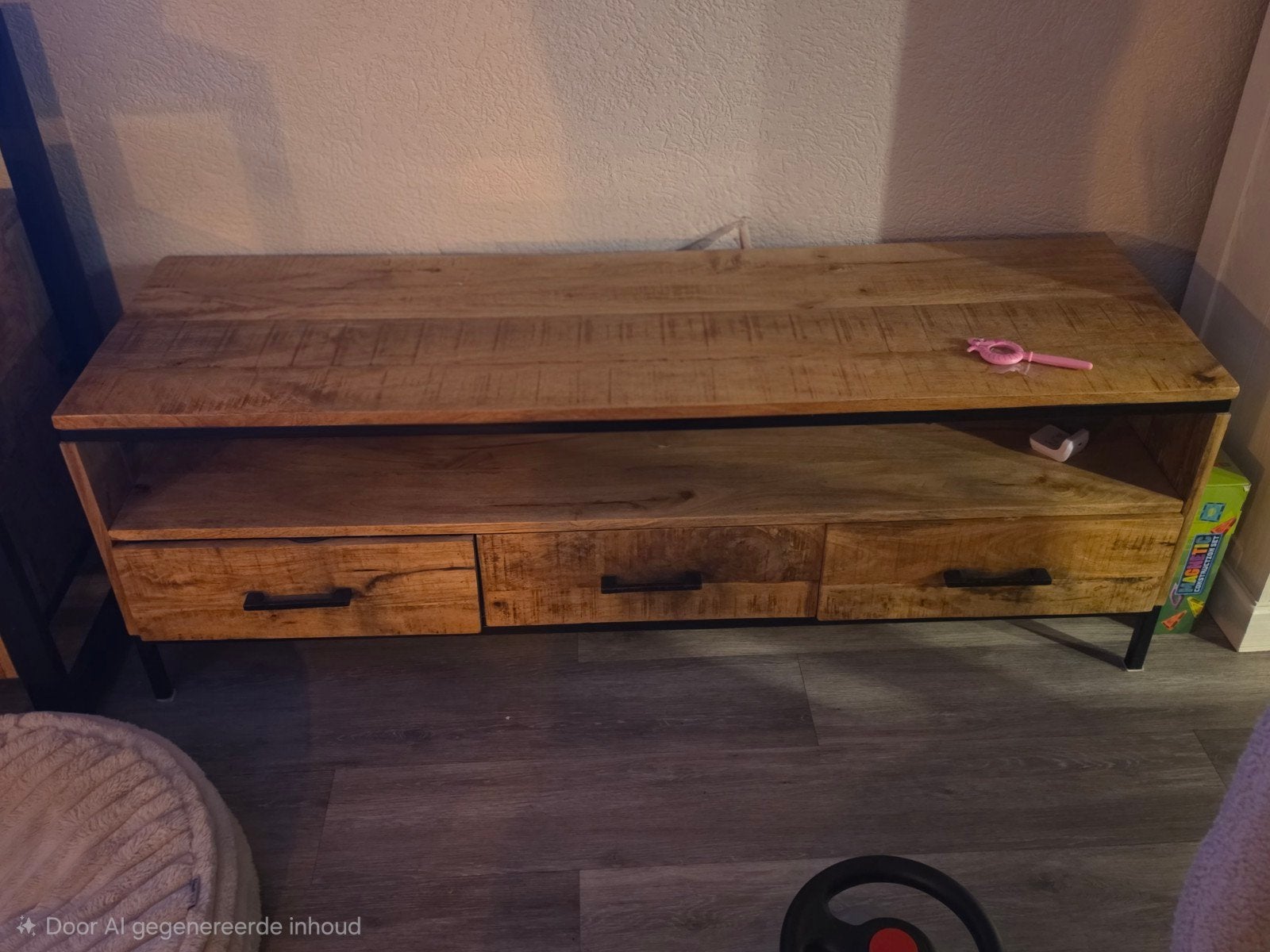 mangohout tv meubel, Ophalen, Overige houtsoorten, Industrieel, Landelijk, Minder dan 100 cm