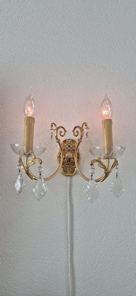 wandlamp Twee-lichts kaars-lampjes, Ophalen, Gebruikt, Glas