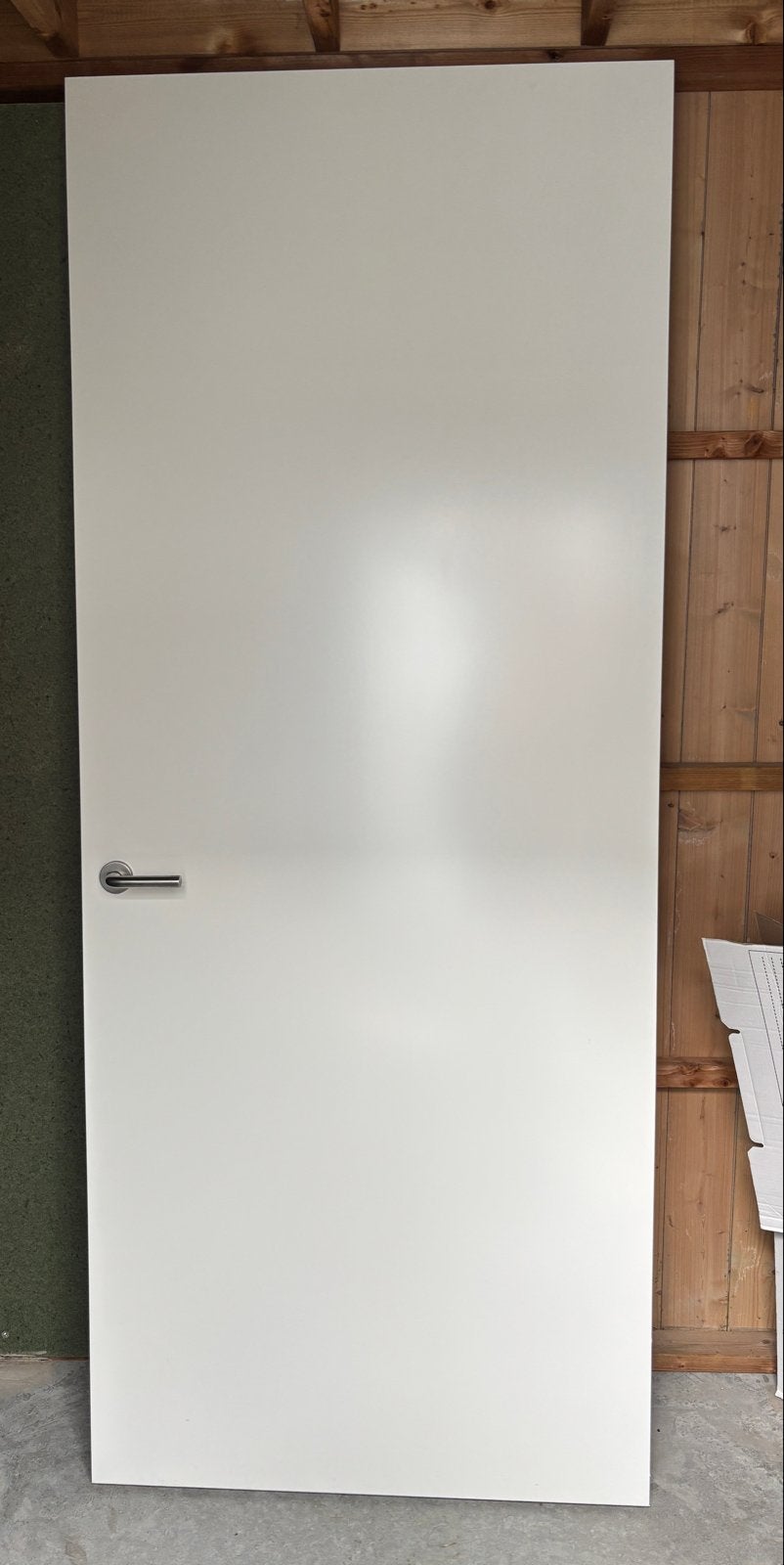 Witte opdekdeur met klink - nieuw, Doe-het-zelf en Verbouw, Ophalen, 80 tot 100 cm, 215 cm of meer, Binnendeur