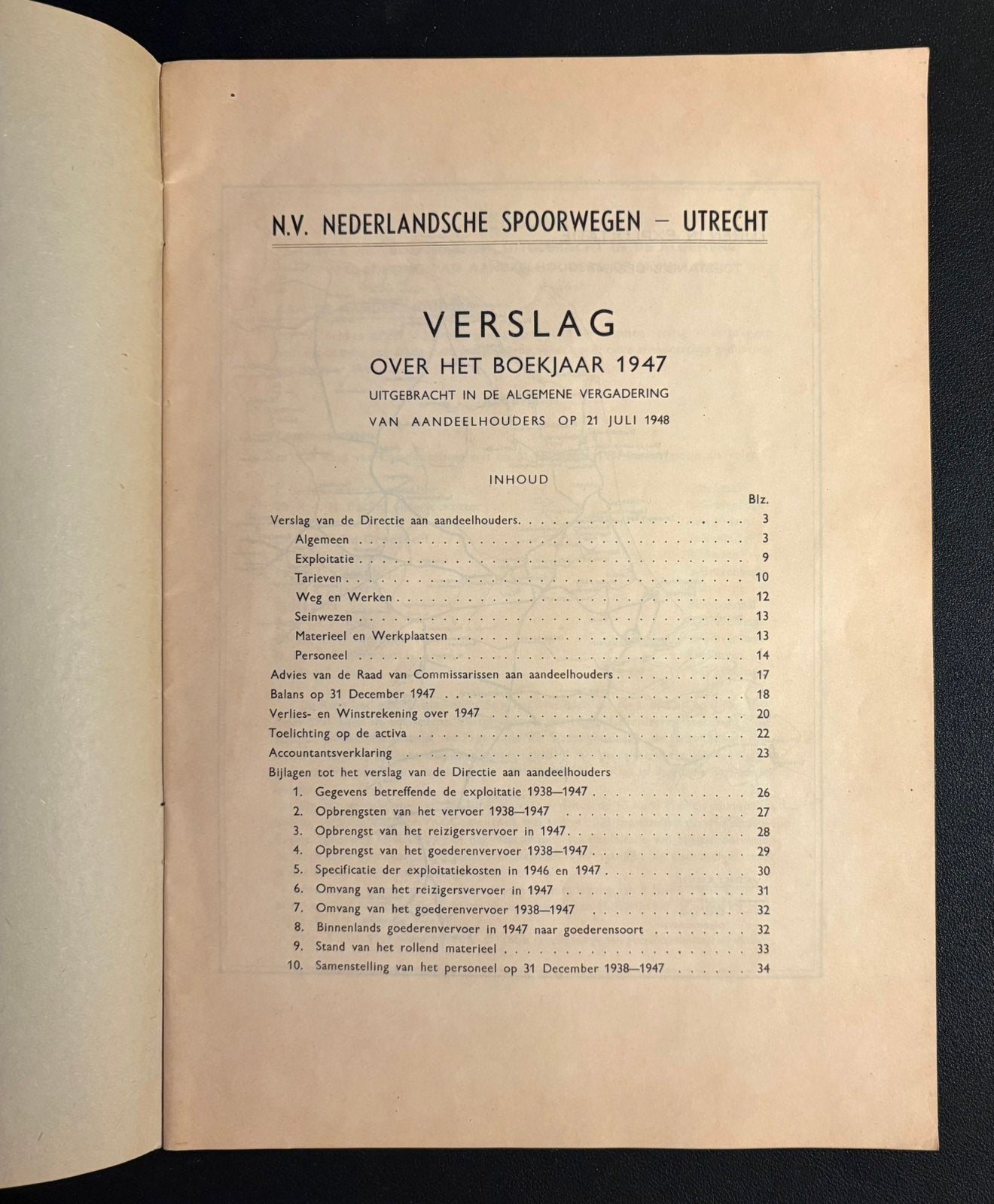 Jaarverslag Nederlandsche Spoorwegen boekjaar 1947, Ophalen of Verzenden, Zo goed als nieuw, Trein, Boek of Tijdschrift