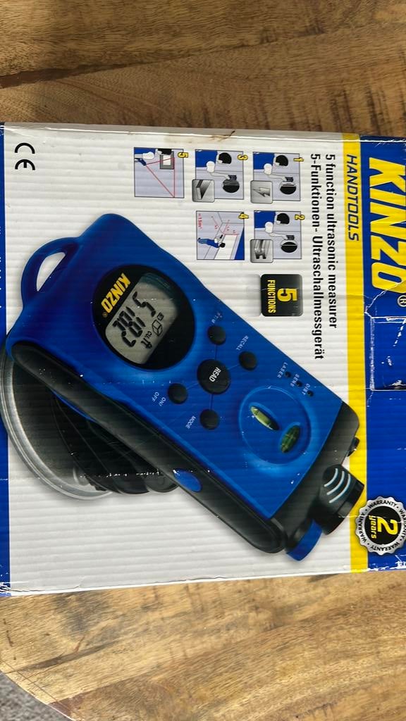 KINZO ultrasoon meetinstrument 5 functies meetapparatuur, Doe-het-zelf en Verbouw, Meetapparatuur, Ophalen of Verzenden, Zo goed als nieuw