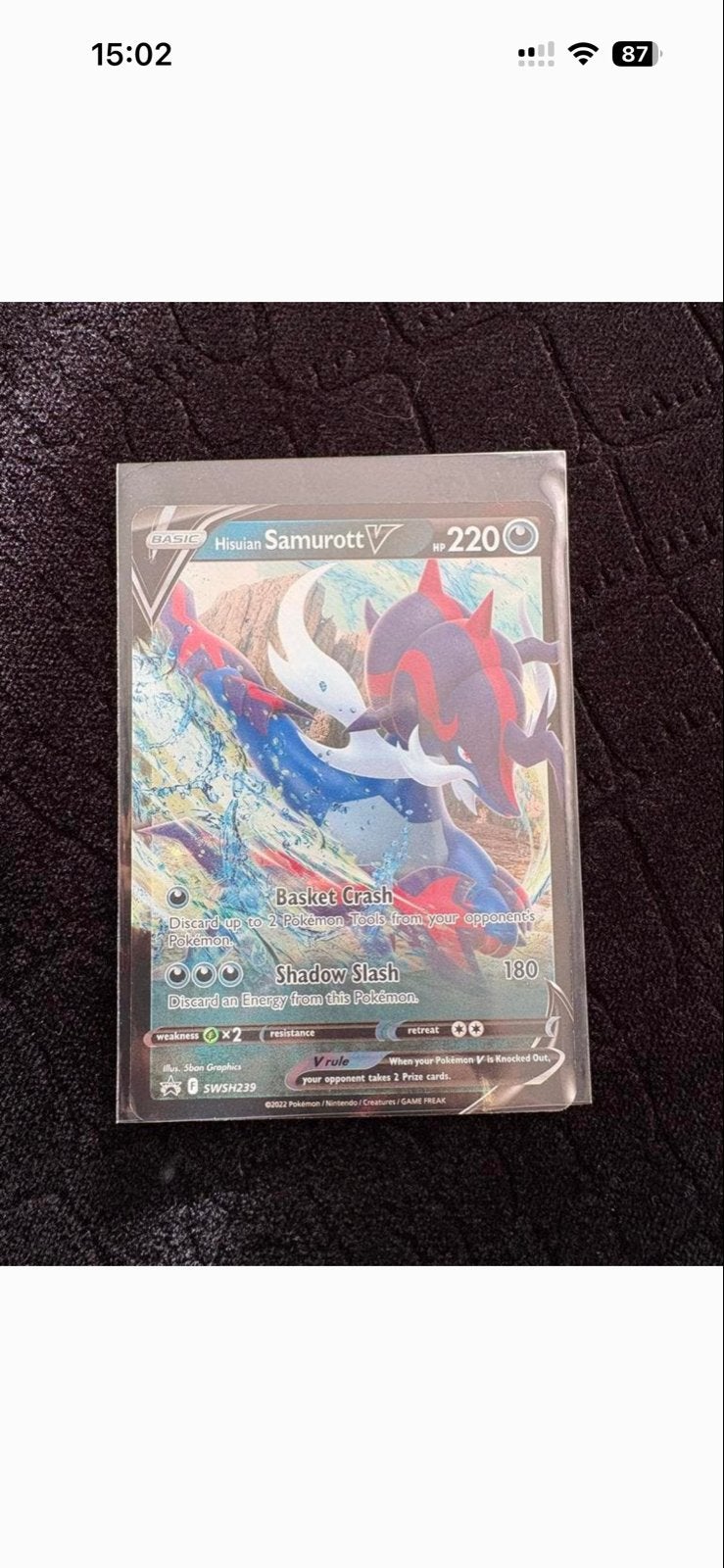 Hisuian Samurott V Pokémon kaart SWSH239, Ophalen of Verzenden, Zo goed als nieuw, Losse kaart