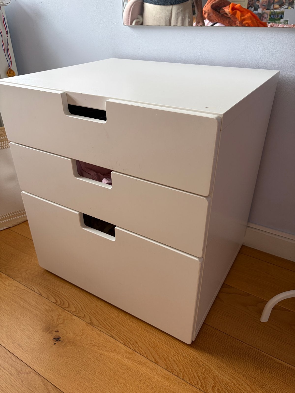 Witte ladekast met 3 laden - gebruikt, Ophalen, Overige materialen, 50 tot 100 cm, Zo goed als nieuw