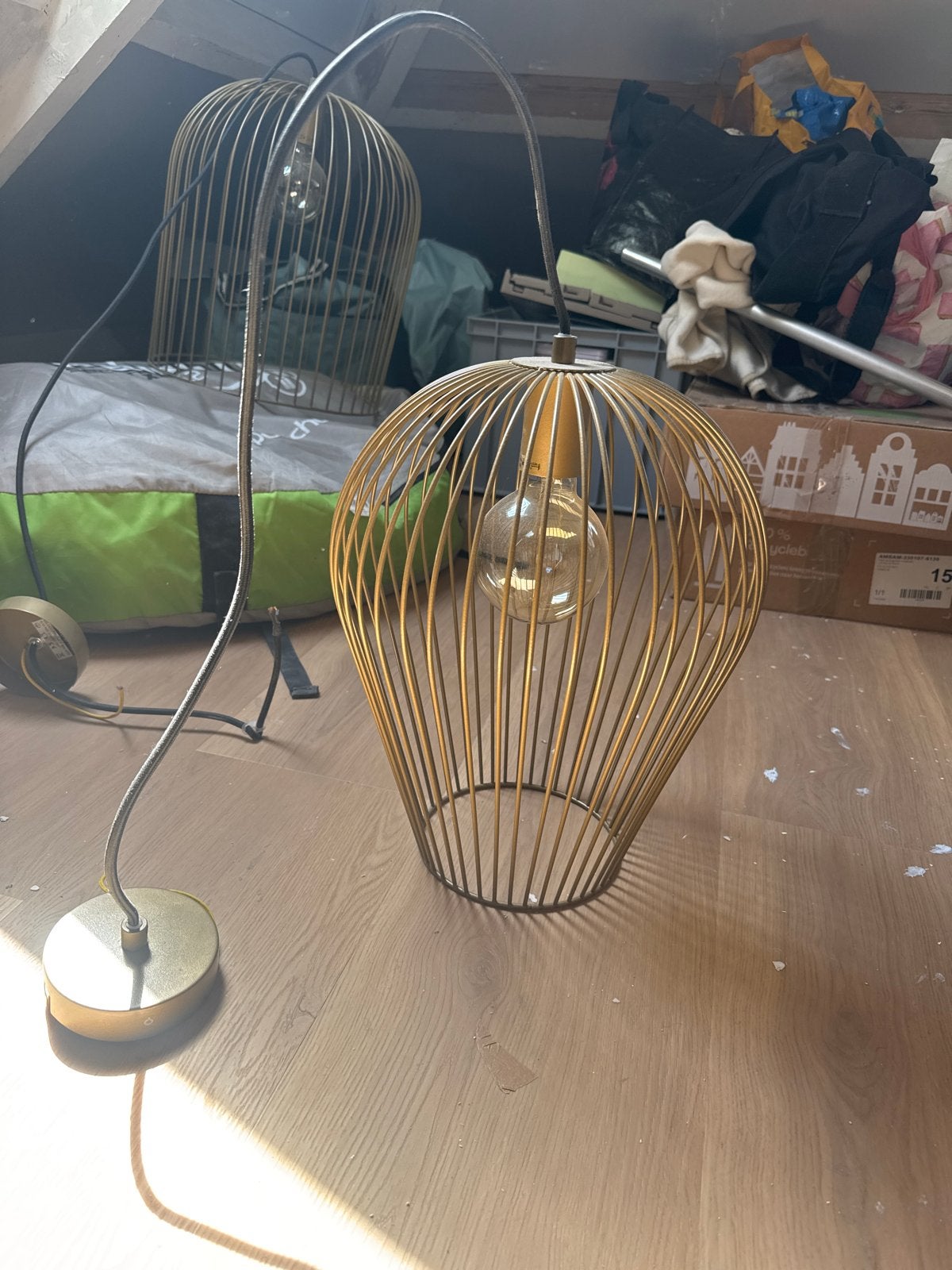 Gouden draad hanglamp - QAZOA PENDANT LAMP, Ophalen, Gebruikt, Metaal, E27 (groot)