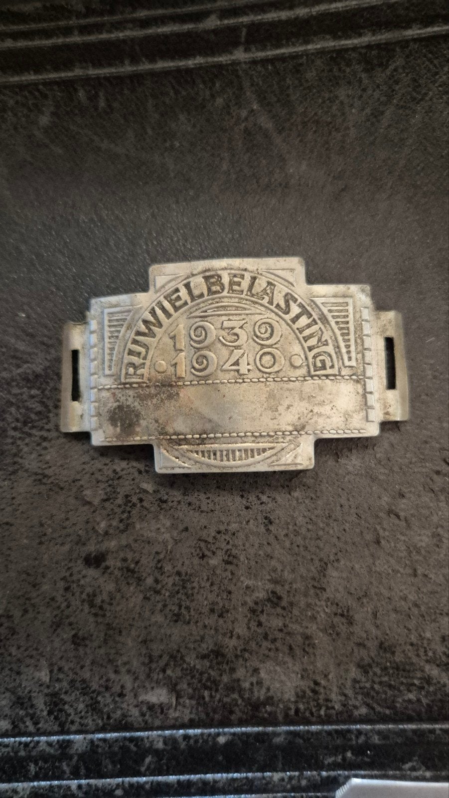 Antiek Rijwielbelastingplaatje 1939-1940, Ophalen of Verzenden, Gebruikt