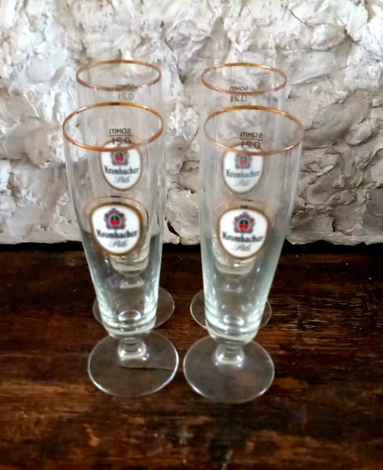 Krombacher bierglazen 4x tulpmodel, Ophalen of Verzenden, Zo goed als nieuw, Glas of Glazen, Overige merken