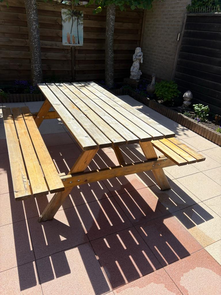 Picknicktafel met Opklapbare banken in goede staat, Ophalen, Gebruikt, Inklapbaar, Rechthoekig