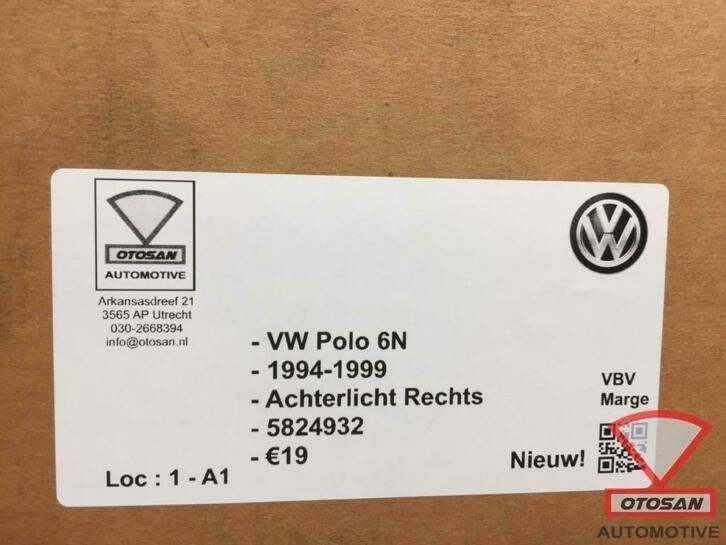 vw polo 6n 1994 1999 achterlicht rechts nieuw! 5824932, Volkswagen, Volkswagen AG, Nieuw, Berliner Ring 2
38440  Wolfsburg, DE