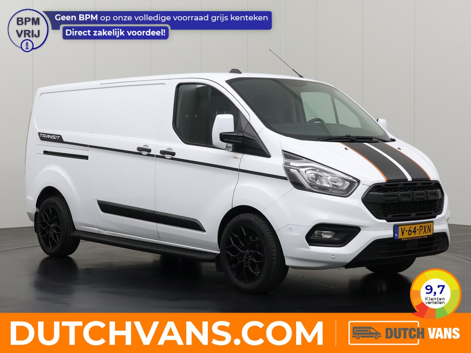 Ford Transit Custom 2.0TDCi 130PK Lang Raptor Sport | Airco, Auto's, Bestelauto's, Voorwielaandrijving, Stof, Gebruikt, 4 cilinders