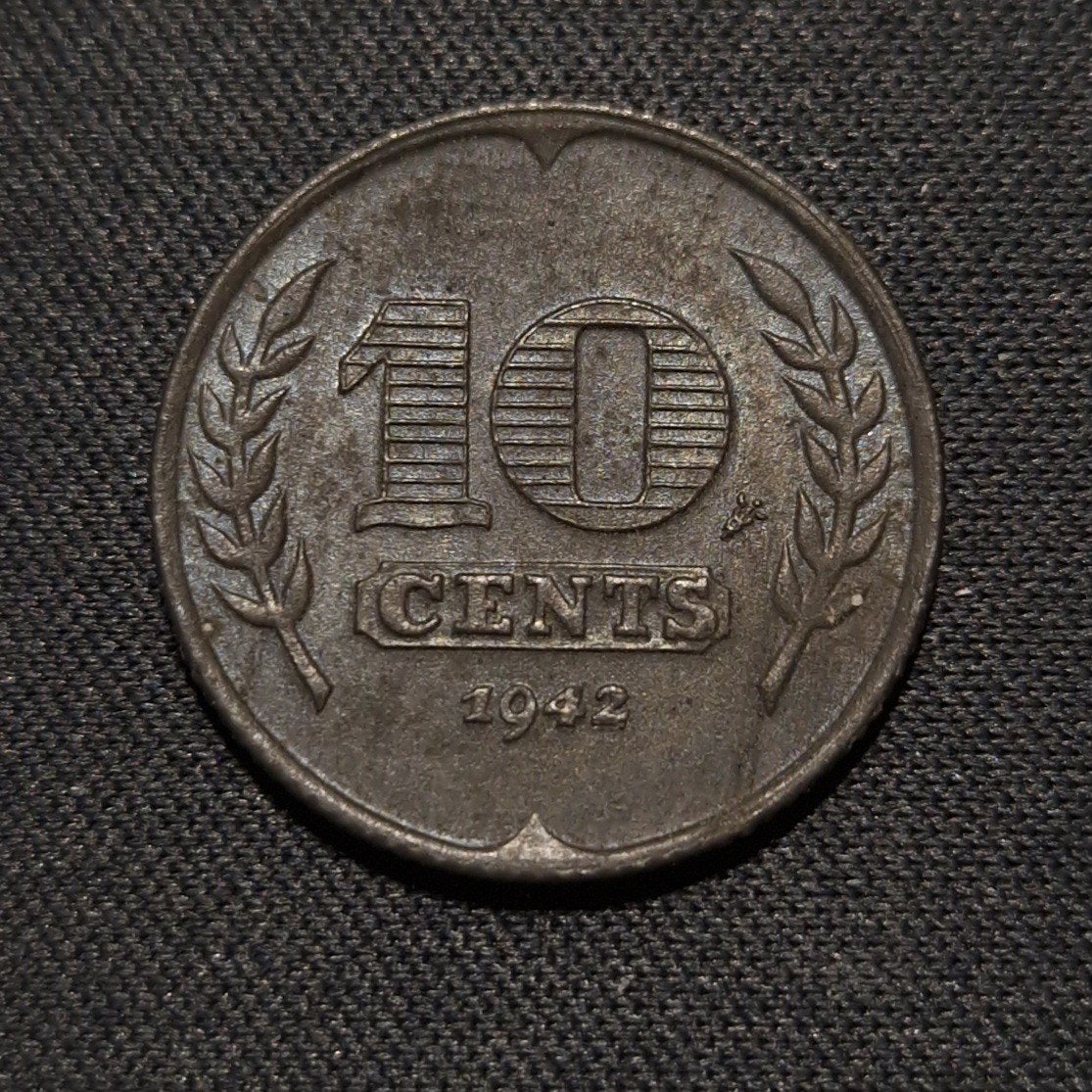 10 cent 1942 zink, Verzenden, Koningin Wilhelmina, 10 cent, Losse munt