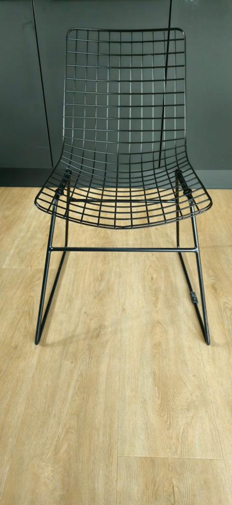 Zwarte metalen draadstoel - HK Living, Ophalen, Modern, Industrieel, Zwart, Zo goed als nieuw