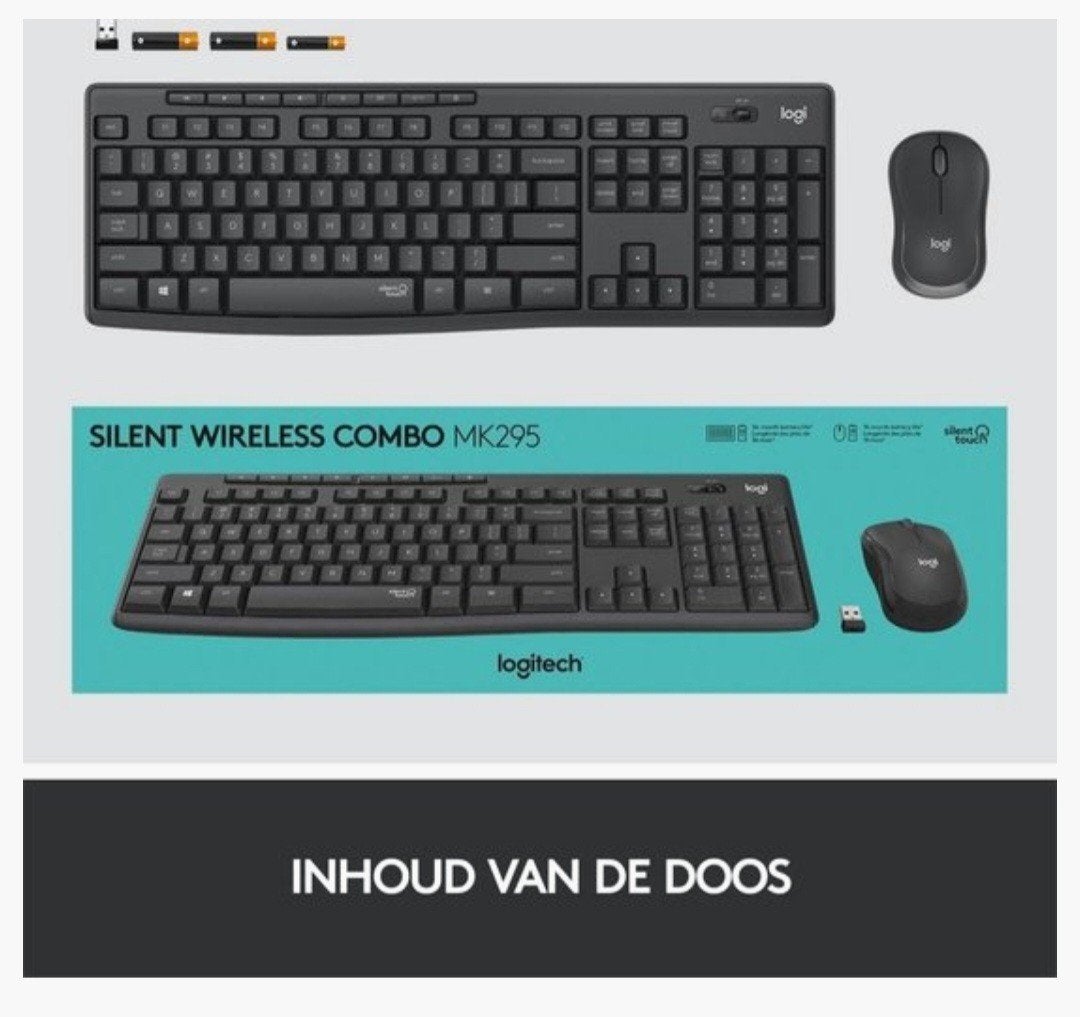 Logitech MK295 Silent Draadloos Toetsenbord en Muis Combo, Logitech, Toetsenbord en muis-set, Nieuw, Ophalen of Verzenden