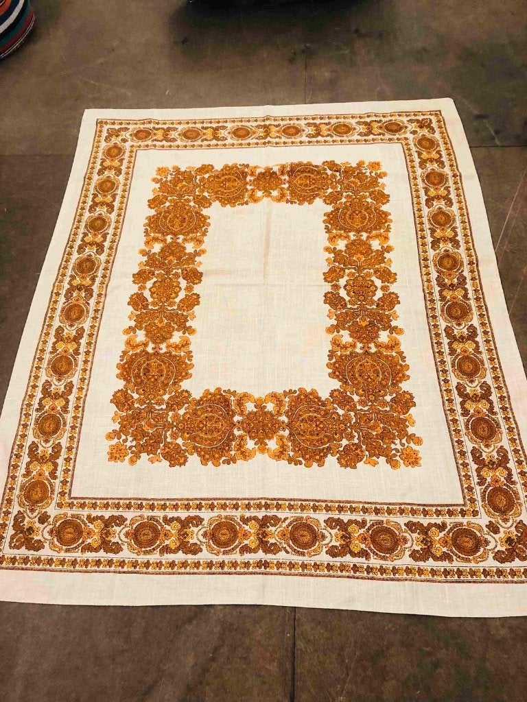 Retro tafelkleed 100% linnen 165/132 cm, Gebruikt, Oranje, Djt@dejuistetoon.eu, Ophalen of Verzenden