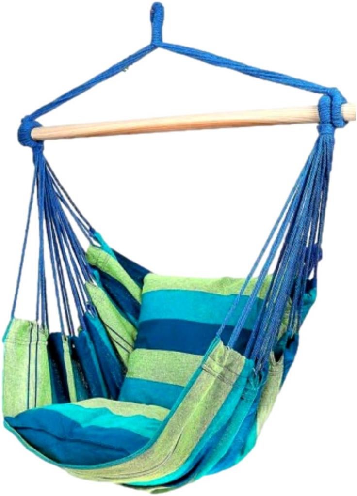 Hangstoel blauw/groen voor binnen of buiten, Tuin en Terras, Ophalen of Verzenden, Nieuw, Rotan
