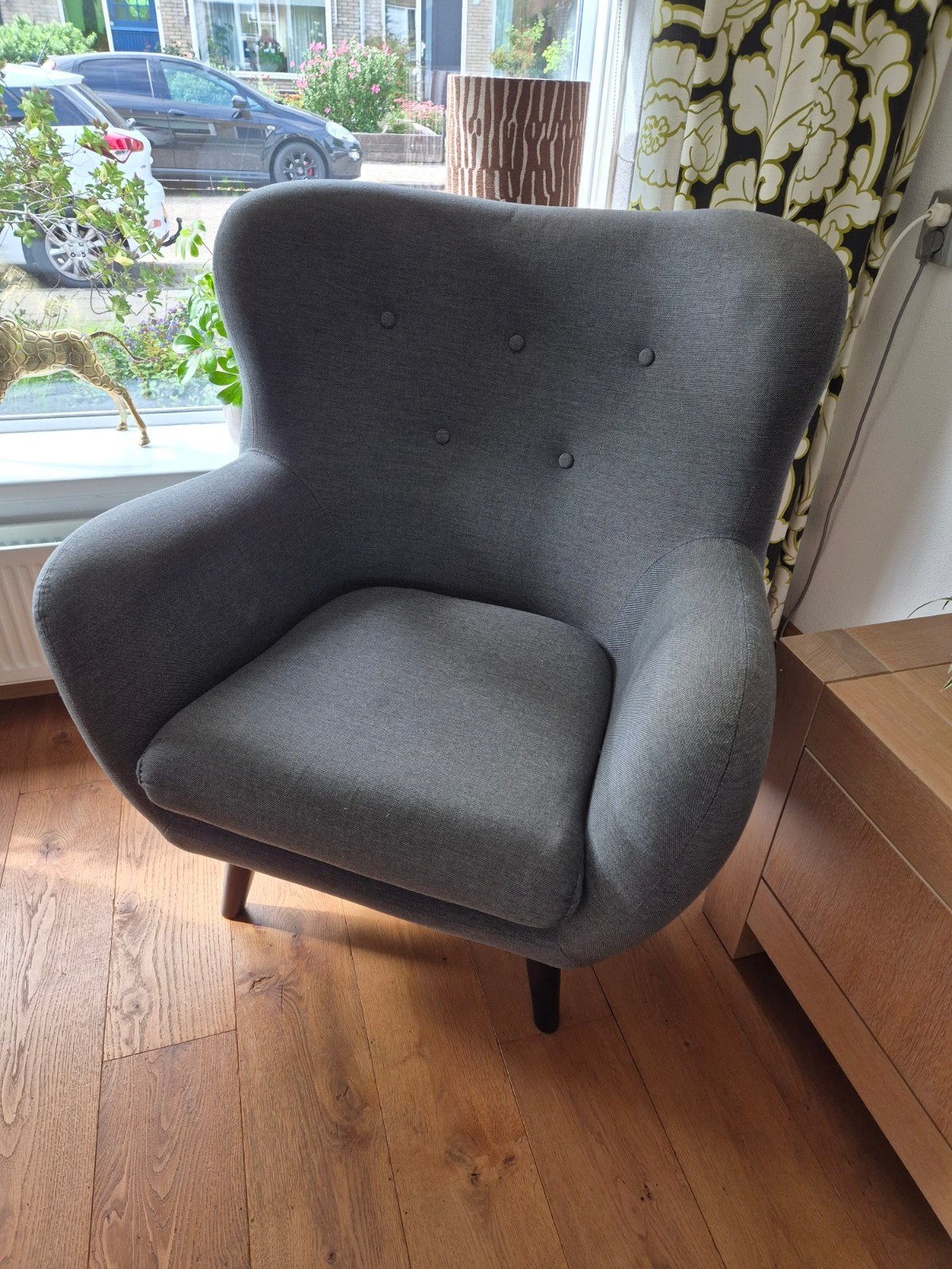 Fauteuil Viborg - stof - grijs, Ophalen, 75 tot 100 cm, Zo goed als nieuw, 75 tot 100 cm