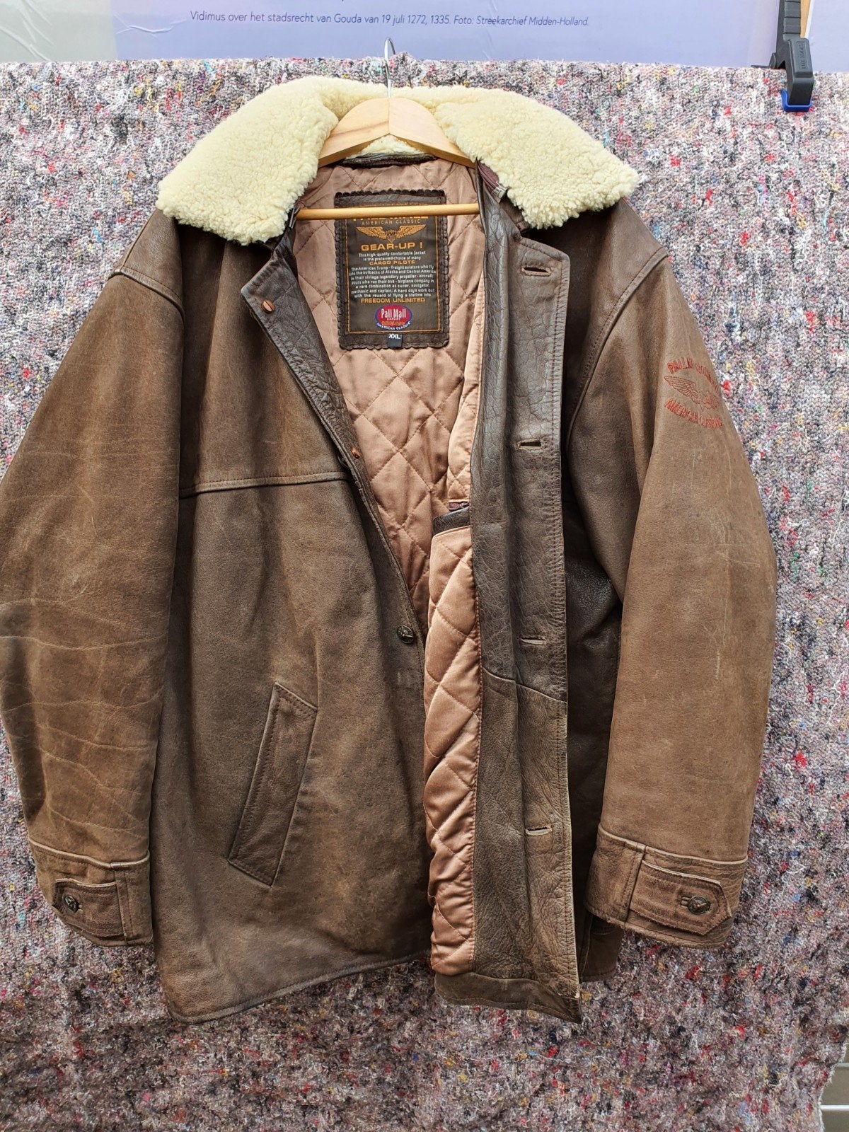 Vintage Pall Mall leren piloten jas. Zware kwaliteit., Ophalen of Verzenden, Gedragen, Bruin