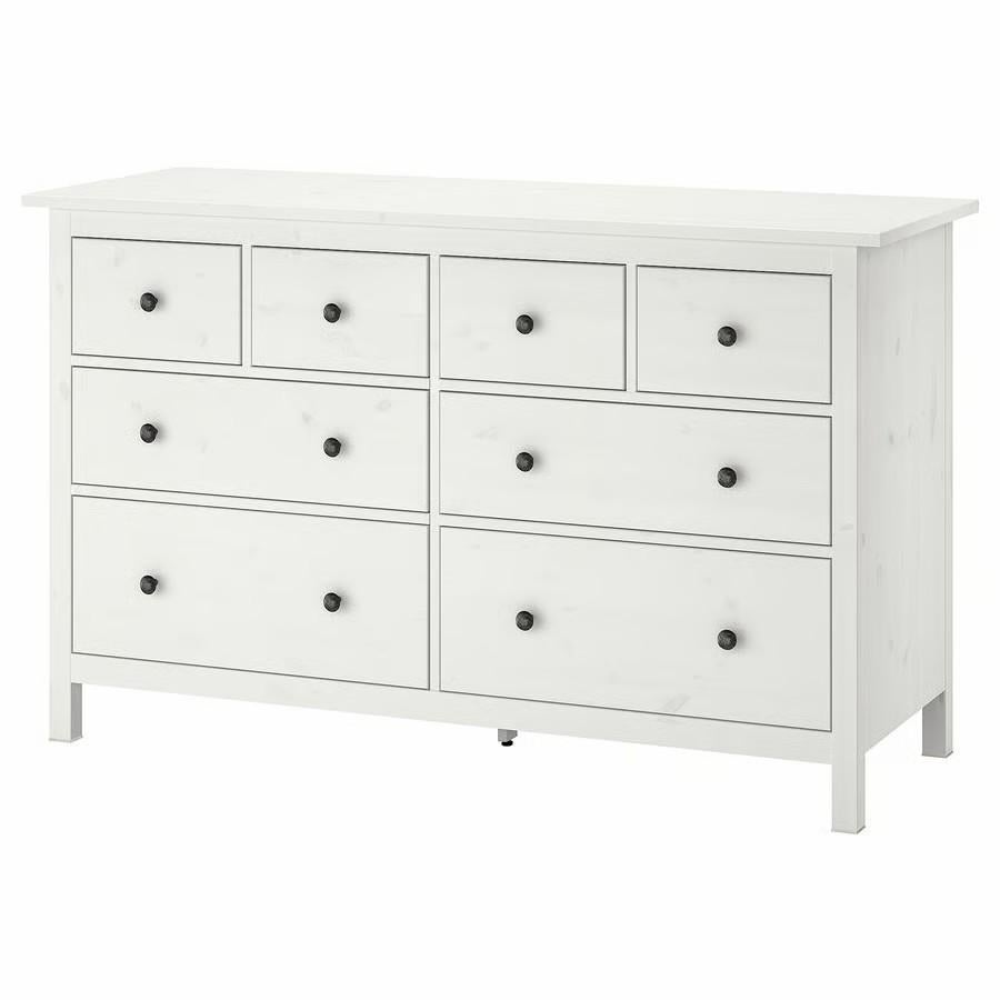 HEMNES Ladekast 8 lades, wit gebeitst, Huis en Inrichting, Kasten | Ladekasten, Ophalen, 5 laden of meer, Classic Scandinavian design