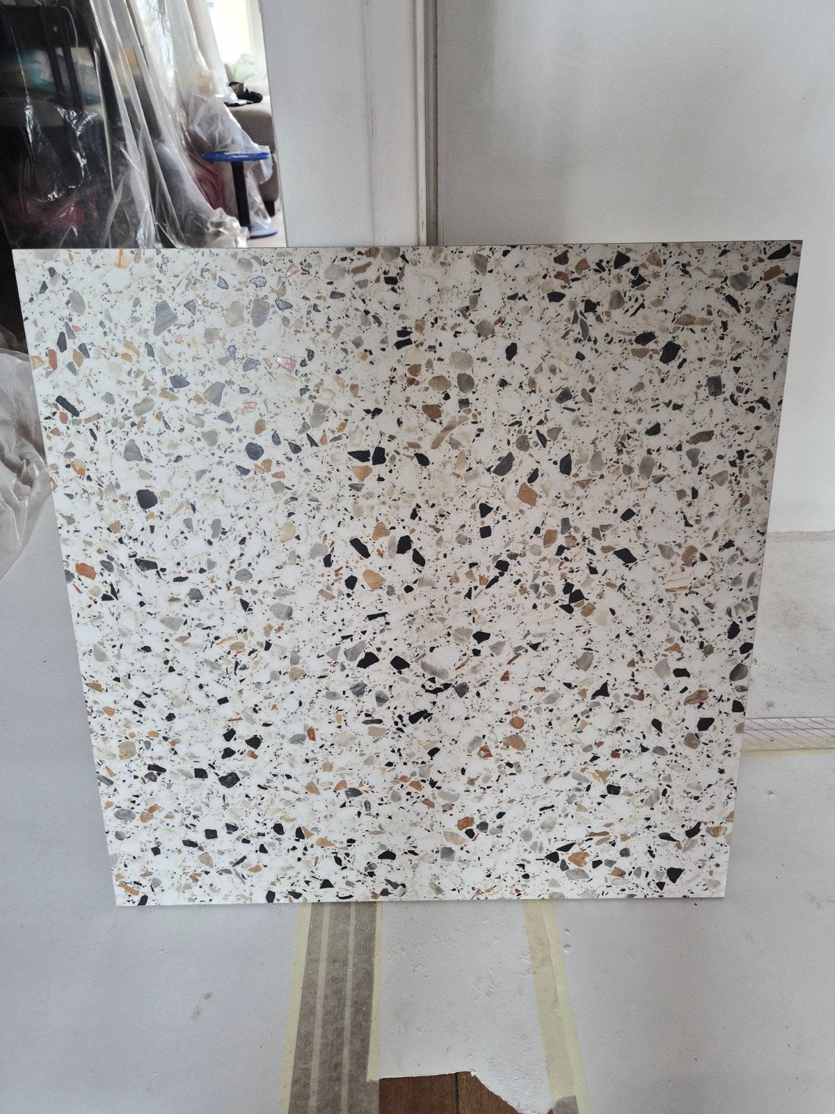 Tegels badkamer/toilet terrazzo + terracotta + voegmiddel, 60 cm of meer, Nieuw, Vloertegels, Overige materialen