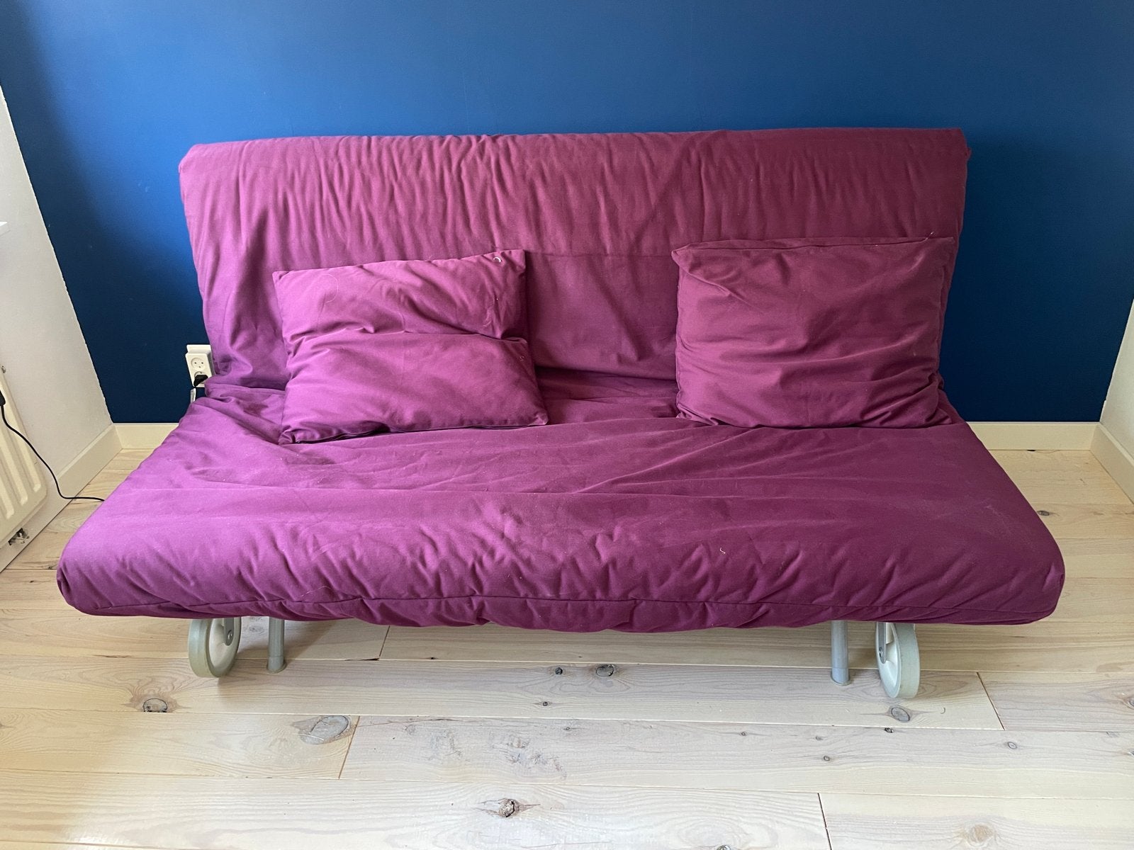 IKEA PS LÖVÅS slaapbank 160x205 – paars, Ophalen, Gebruikt, Paars, Tweepersoons