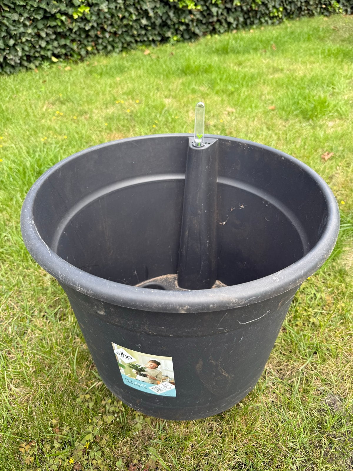 Elho bloempot met watermeter - Zwart - Gebruikt, Ophalen, Kunststof, Gebruikt, 40 cm of meer
