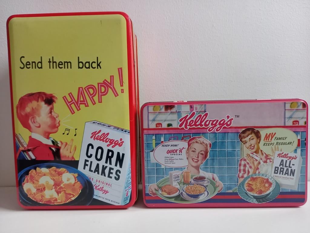 Leuke blikken / trommrls Vintage Kellogg's cornflakes / All-, Verzamelen, Blikken, Ophalen of Verzenden, Gebruikt