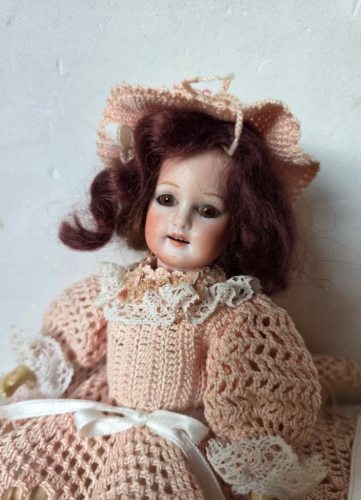 Antieke pop, heel klein meisje van 20 cm, Ophalen, Gebruikt, Pop
