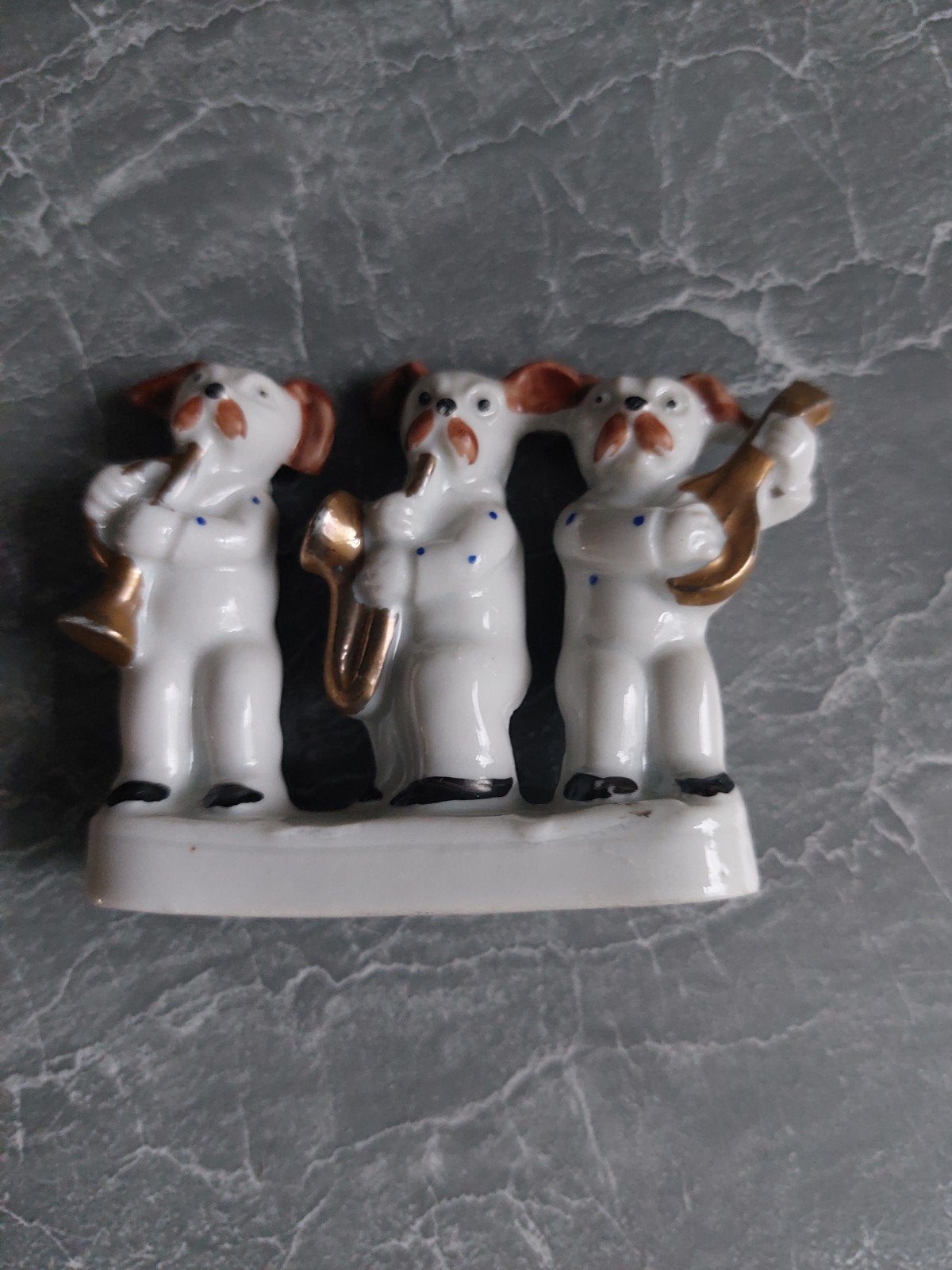 Vintage porseleinen hondenband beeldje - 5.5 cm breed, Ophalen of Verzenden