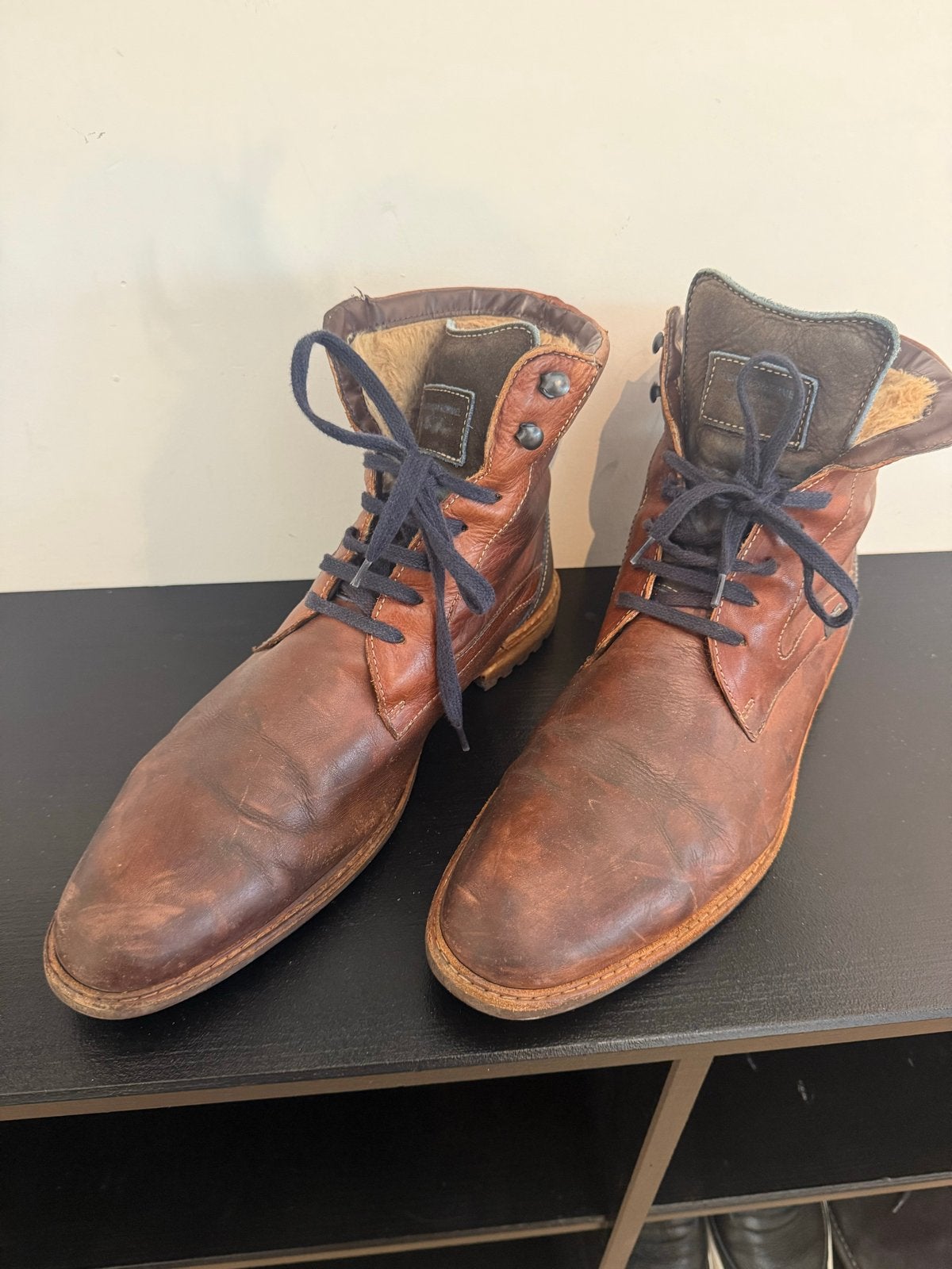 Floris van Bommel bruin leren boots - Maat 45, Bruin, Boots, Ophalen of Verzenden, Gedragen