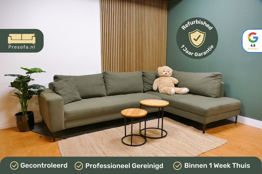 Hoekbank Goossens Coco Groen [Refurbished], Huis en Inrichting, 250 tot 300 cm, -, -, Hoekbank
