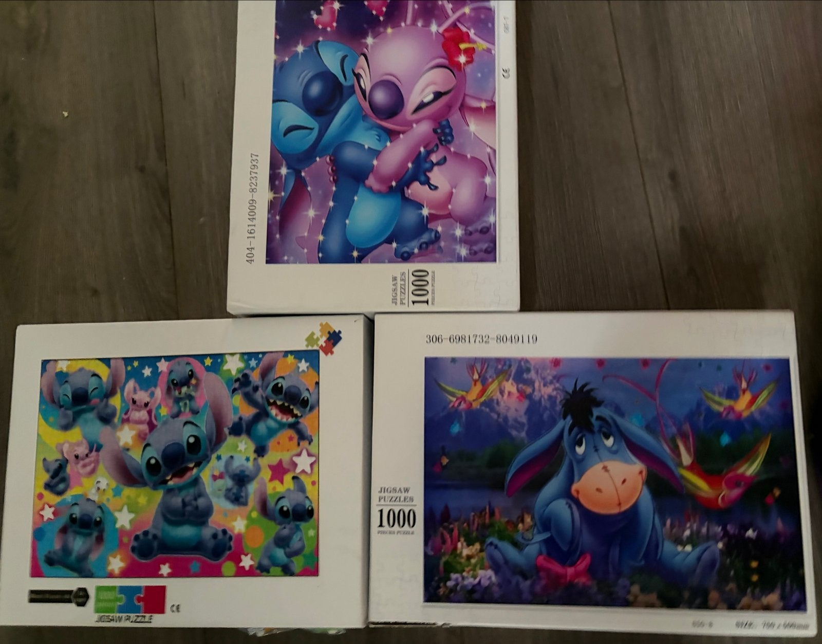 Disney Legpuzzels: Stitch en Iejoor (3x 1000 stukjes), Ophalen of Verzenden, 500 t/m 1500 stukjes, Zo goed als nieuw, Legpuzzel
